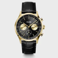 CLUSE Montres Noir|Anthéor^Anthéor Multifunction Watch Leather, Black, Gold Colour