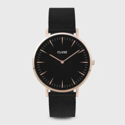 CLUSE Montres Noir|Montres Rose Gold^Boho Chic Mesh Black, Rose Gold Colour
