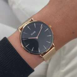 CLUSE Montres Noir|Montres Rose Gold^Boho Chic Mesh Black, Rose Gold Colour