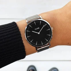 CLUSE Montres Noir|Montres Argent^Boho Chic Mesh Black, Silver Colour