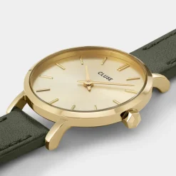 CLUSE Montres Or|Boho Chic Petite^Boho Chic Petite Leather Dark Green, Gold Colour