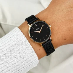 CLUSE Montres Noir|Montres Rose Gold^Boho Chic Petite Mesh Black, Rose Gold Colour