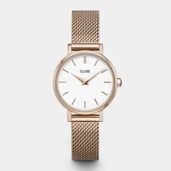 CLUSE Montres Rose Gold|Boho Chic Petite^Boho Chic Petite Mesh White, Rose Gold Colour