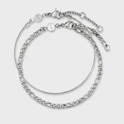 CLUSE Bracelets^Essentielle Figaro Chain Bracelet Set, Silver Colour