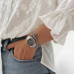 CLUSE Bracelets^Essentielle Flat Curb Chain Bracelet Silver Colour