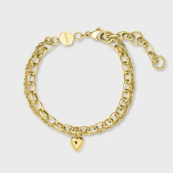 CLUSE Bracelets^Essentielle Heart Charm Double Chain Bracelet, Gold Colour