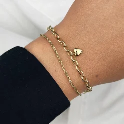 CLUSE Bracelets^Essentielle Heart Charm Double Chain Bracelet, Gold Colour