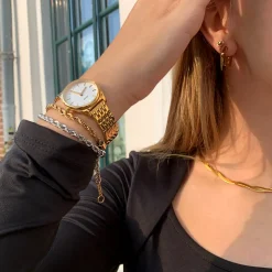 CLUSE Boucles D’oreilles^Essentielle Hexagon Medium Hoop Earrings, Gold Colour