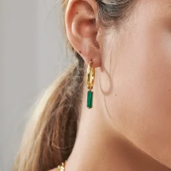 CLUSE Boucles D’oreilles^Essentielle Hoops Earrings Hexagon Charm Green, Gold Colour