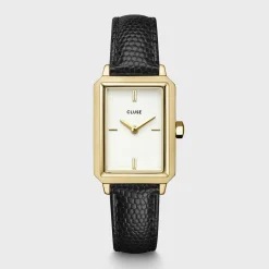 CLUSE Montres Or|Fluette^Fluette Leather Black Lizard, Gold Colour