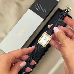 CLUSE Montres Or|Fluette^Fluette Leather Black Lizard, Gold Colour