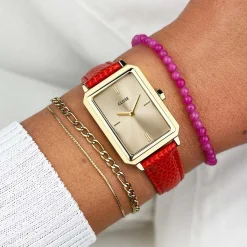 CLUSE Montres Or|Fluette^Fluette Leather Coral Lizard, Gold Colour