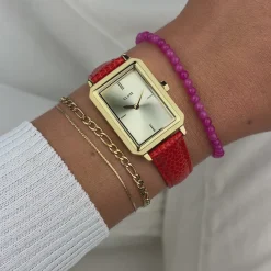 CLUSE Montres Or|Fluette^Fluette Leather Coral Lizard, Gold Colour