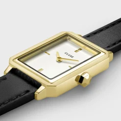 CLUSE Montres Or|Fluette^Fluette Watch Double Leather Black, Gold Colour