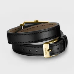 CLUSE Montres Or|Fluette^Fluette Watch Double Leather Black, Gold Colour