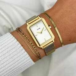 CLUSE Montres Or|Fluette^Fluette Watch Mesh White, Gold Colour