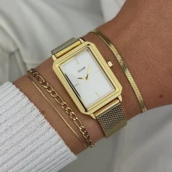 CLUSE Montres Or|Fluette^Fluette Watch Mesh White, Gold Colour
