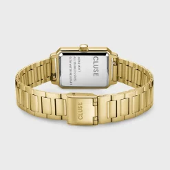 CLUSE Montres Noir|Montres Or^Fluette Watch Steel, Circular Texture Black, Gold Colour