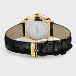 CLUSE Montres Or|Féroce Petite^Féroce Petite Leather Black Alligator, Gold Colour