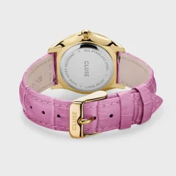 CLUSE Montres Or|Féroce Petite^Féroce Petite Leather Croco Pink, Gold Colour