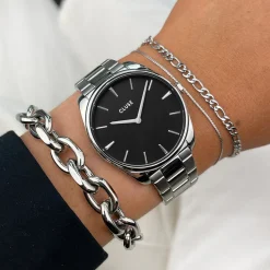 CLUSE Montres Noir|Montres Argent^Féroce Steel Black, Silver Colour