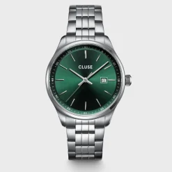CLUSE Montres Argent|Anthéor^Gift Box Anthéor Steel Watch Green and Silver Chain Bracelet