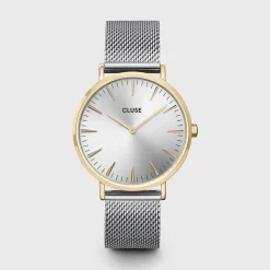 CLUSE Boho Chic^Gift Box Boho Chic Watch Mesh Bicolour and Mixed Chain Pearl Bracelet Gold Colour