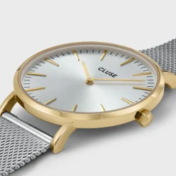 CLUSE Boho Chic^Gift Box Boho Chic Watch Mesh Bicolour and Mixed Chain Pearl Bracelet Gold Colour