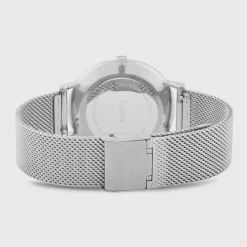 CLUSE Boho Chic^Gift Box Boho Chic Watch Mesh and Leather Strap, Silver Colour