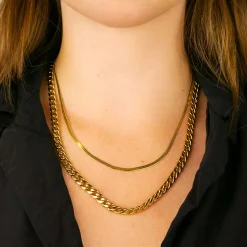 CLUSE Colliers^Gift Box Essentielle Snake and Flat Curb Necklaces, Gold Colour