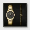 CLUSE Féroce Mini^Gift Box Féroce Mini Watch Black & Chain Bracelet, Gold Colour