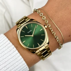 CLUSE Féroce Petite^Gift Box Féroce Petite Steel Watch and Double Chain Bracelet, Gold Colour