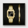 CLUSE Gracieuse Petite^Gift Box Gracieuse Petite Watch Steel, Black & Twisted Snake Bracelet, Gold Colour