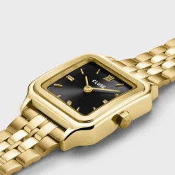 CLUSE Gracieuse Petite^Gift Box Gracieuse Petite Watch Steel, Black & Twisted Snake Bracelet, Gold Colour