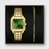 CLUSE Gracieuse^Gift Box Gracieuse Watch Steel Forest Green & Malachite Bracelet, Gold Colour