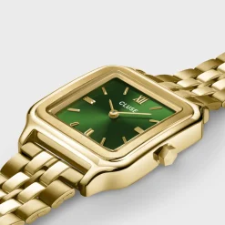CLUSE Gracieuse^Gift Box Gracieuse Watch Steel Forest Green & Malachite Bracelet, Gold Colour