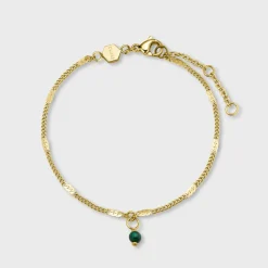 CLUSE La Tétragone^Gift Box La Tétragone Mesh and Malachite Bracelet Gold Colour