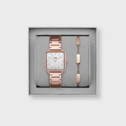 CLUSE La Tétragone^Gift Box La Tétragone Watch and Bracelet Rose Gold Colour