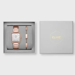 CLUSE La Tétragone^Gift Box La Tétragone Watch and Bracelet Rose Gold Colour