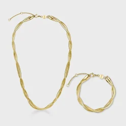 CLUSE Colliers^Gift Box Élevé Twisted Snake Bracelet & Necklace, Gold Colour