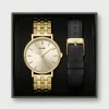 CLUSE Pavane Petite^Gift Box Pavane Petite 2.0 Steel Watch Gold & Black Leather Strap, Gold Colour