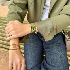 CLUSE Montres Or|Gracieuse Petite^Gracieuse Petite Watch Double Steel, Forest Green, Gold Colour