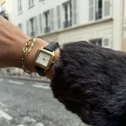 CLUSE Montres Or|Gracieuse Petite^Gracieuse Petite Watch Leather, Black Lizard, Gold Colour