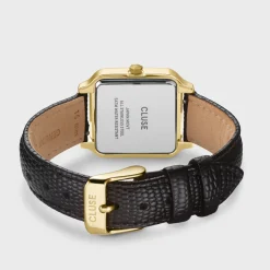 CLUSE Montres Or|Gracieuse^Gracieuse Watch Leather, Black Lizard, Gold Colour