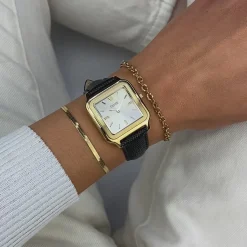 CLUSE Montres Or|Gracieuse^Gracieuse Watch Leather, Black Lizard, Gold Colour