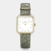 CLUSE Montres Or|La Tétragone^La Tétragone Leather Green Alligator, Gold Colour