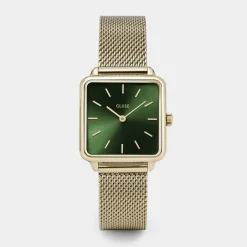 CLUSE Montres Or|La Tétragone^La Tétragone Mesh Green, Gold Colour
