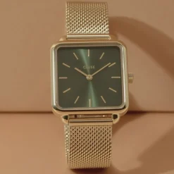 CLUSE Montres Or|La Tétragone^La Tétragone Mesh Green, Gold Colour