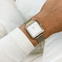 CLUSE Montres Or|La Tétragone^La Tétragone Mesh White, Gold Colour