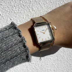 CLUSE Montres Or|La Tétragone^La Tétragone Mesh White, Gold Colour